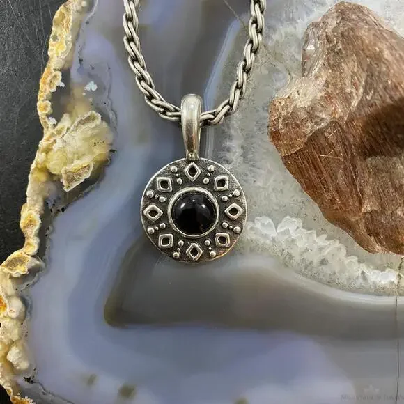 Carolyn Pollack Sterling Onyx Double Sided Decorated Serpent Pendant For Women - Picture 2 of 10